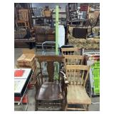 Antique Oak Rocking Chair, (3) Oak Side Chairs,