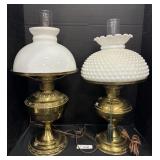 (2) Vintage Brass Elec. Oil Lamps.