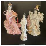 3 Fine Porcelain Chinese Geisha Figures.