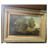 Antique Oil On Canvas Landscape Painting.