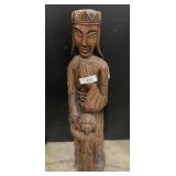 Hand Carved Wood King w/ Child Figure.