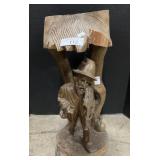 Hand Carved Wood Hobo Figure.