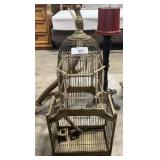 Large Painted Metal & Wood Bird Cage.