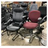 8 Office Chairs With Arms, Some Leather.