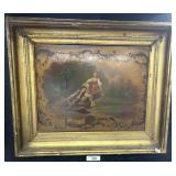Antique Oil On Board w/ Gold Gilt Frame.