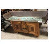 Handpainted Carriage Bench Storage Cabinet.