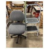 Aluminum Step Ladder, Rolling Office Chair.