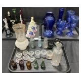 Vtg Cobalt Glass, Salt Wells, Medicine Bottles.