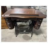 Antique Tiger Oak Sewing Table.