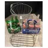 Large Wire Basket, Metal Bottle Carrier, 7-Up &