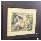 Artist Signed Watercolor Garden Painting.
