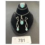 Sterling Silver Turquoise Jewelry Set.