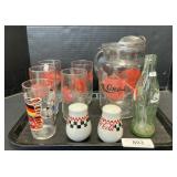 Coca Cola Pitcher & Glasses, S&P Shakers, Coke