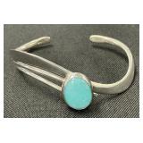 Sterling Silver & Turquoise Cuff Bangle.