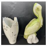 Lenox Cherry Blossom Vase & Pelican.