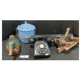 Carved Duck Decoy, Enamelware, Plow Plane.