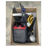Electric Heater, Clamps, Level, Loppers.