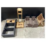 Duck & 2 Wooden Magazine Racks, Primitive Shelf