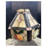 Slag Glass Hanging Light Fixture.