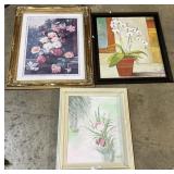Signed M. Fishinger Painting, Floral Prints.