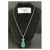 Sterling Silver Malachite, Onyx Pendant & Necklace