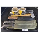 Lot Of Machetes, Hatchet, & Tape.