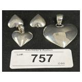 Sterling Heart Clip On Earrings & Pendants.