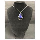 Sterling Silver Cobalt Blue Silver Foil Pendant.