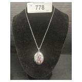 Sterling Silver purple Amethyst & Dimond Locket.