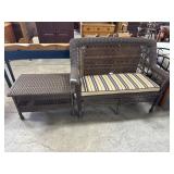 Brown Resin Wicker Bench & Table.