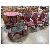 (3) Retro Metal Tulip Patio Chairs, (2) Side