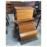 Rustic Pine Bench, Step Stool, Handmade Chest.