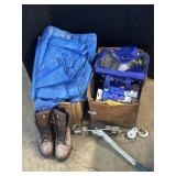 Tarps, Clips, Come-Along Winch, Jars.