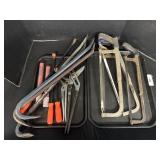 Saws, Crowbars, Pliers.