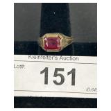 10Kt Gold Art Deco Ruby Ring.