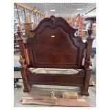 Rococo Revival Style Inlayed Mahogany Bed Frame.