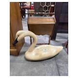 Carved Wooden Goose, Maple Priscilla Box.