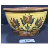Breininger Redware PA Dutch Tulips & Bird Bowl.