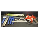 Saws, Measuring Tools, Combination Squares.