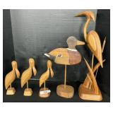 Signed  R. Seiler Carved Wooden Birds.