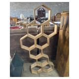 Wooden Honeycomb Style Wall Shelves.