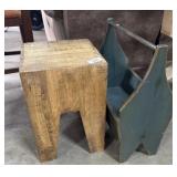 Rustic Wooden Stool & Magazine Rack.