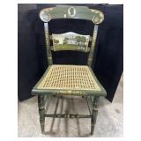 Hand Painted Wooden Cane Bottom Chair.