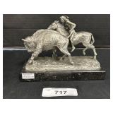 Buffalo Hunt Philip Kraczkowski Pewter Sculpture.