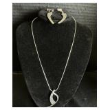 Sterling Silver Earrings & Necklace Set.