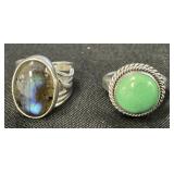 Sterling Silver, Labradorite & Turquoise Rings.