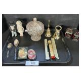 Advertising Tins, Bells, West Virginia Glass.