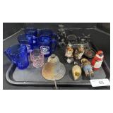 Blue Glass Mugs, Ornaments, Black Americana S&P.