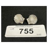 Sterling Silver Shell Clip On Earrings.