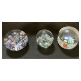3 Glass Paperweights.